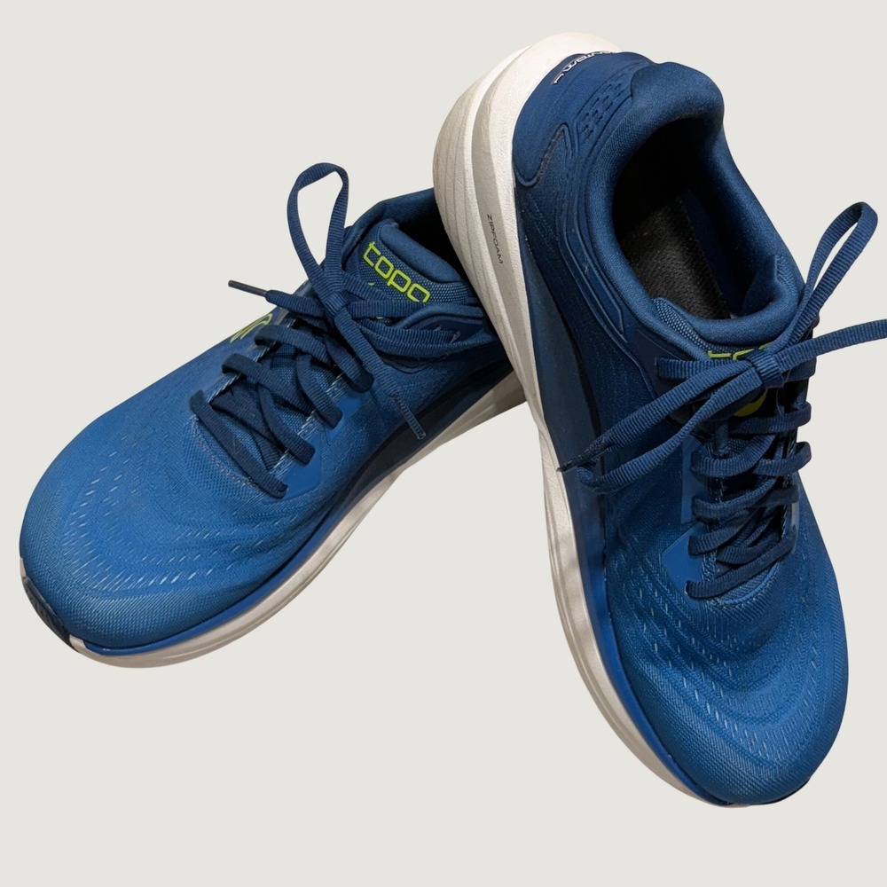 Topo Athletic Phantom 3 Mens 11 Blue Lime Road Running Shoes ZipFoam 5mm Drop
